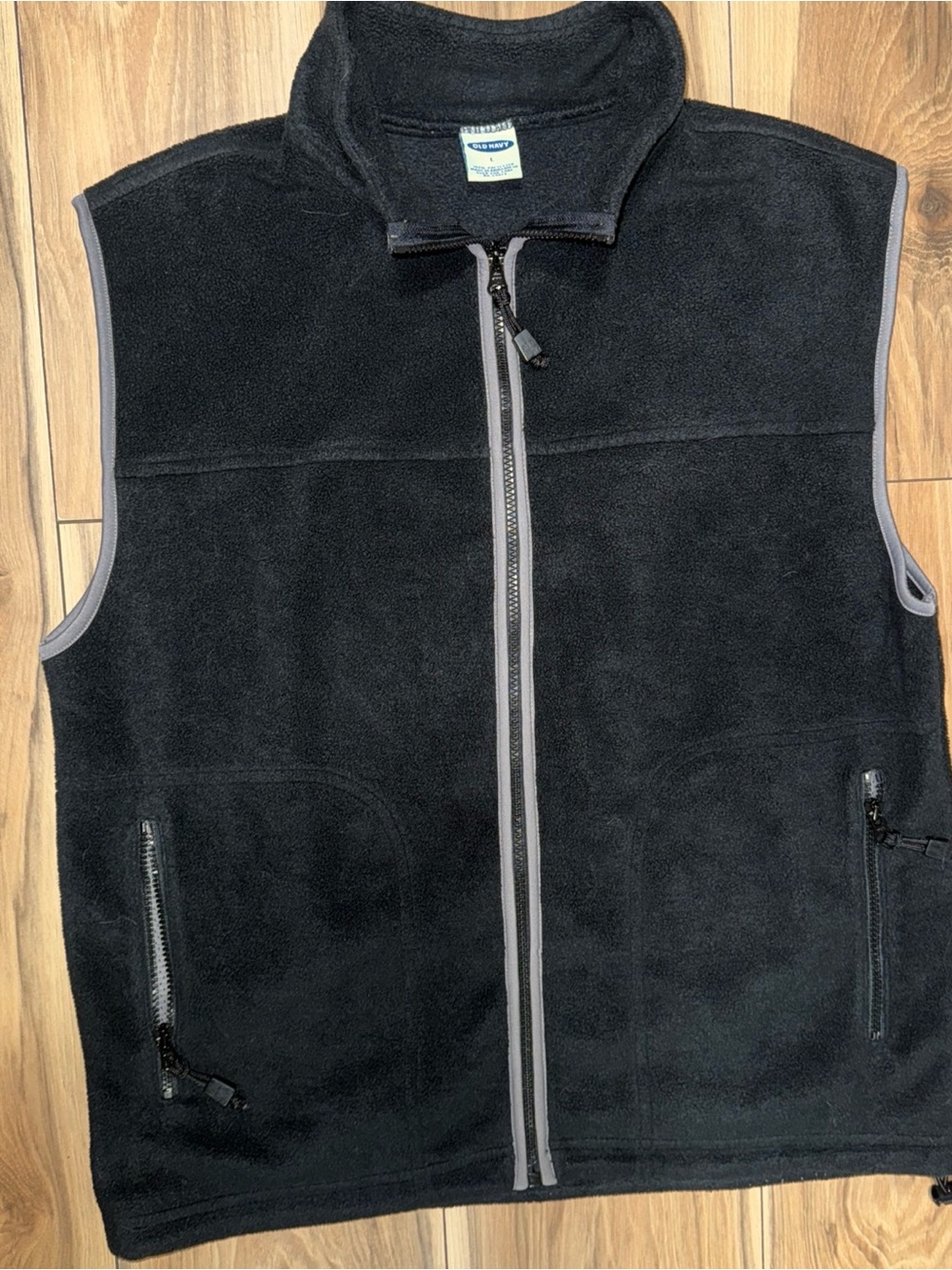 Old Navy Vintage 00’s Black Fleece Zip Gilet Size L/M Mens Unisex Preshrunk VTG